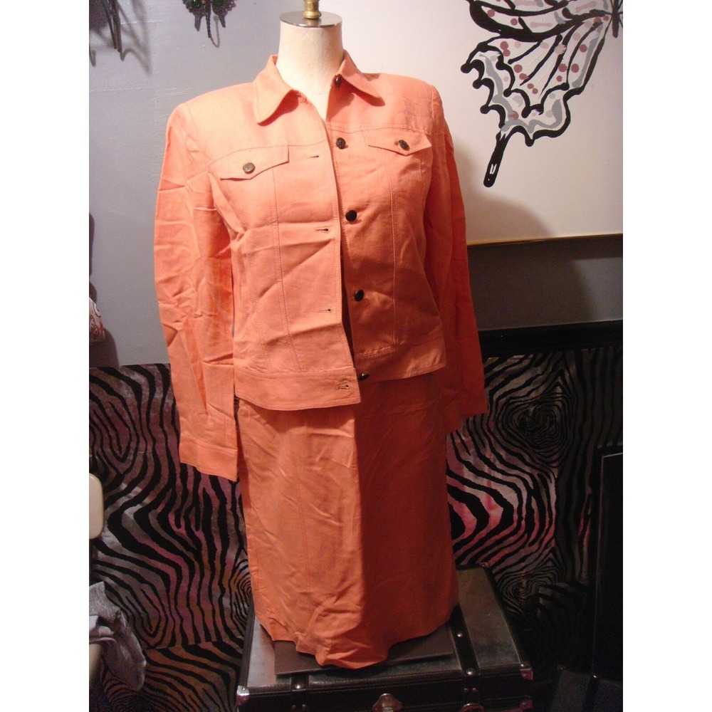 Kasper dress and button up jacket peachy color size 4
